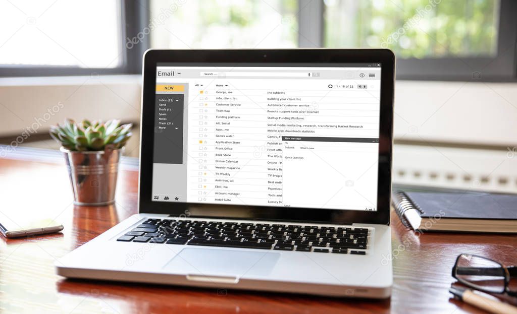 E-Mail-Postfach auf einem Computerbildschirm.